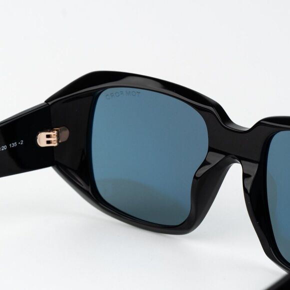 Tom Ford Women Sunglasses Ryder-02 Shiny Black Blue Rectangle FT1035 01V NEW main image 6